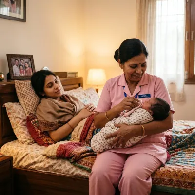 Professional Japa maid caring for newborn baby in Mumbai